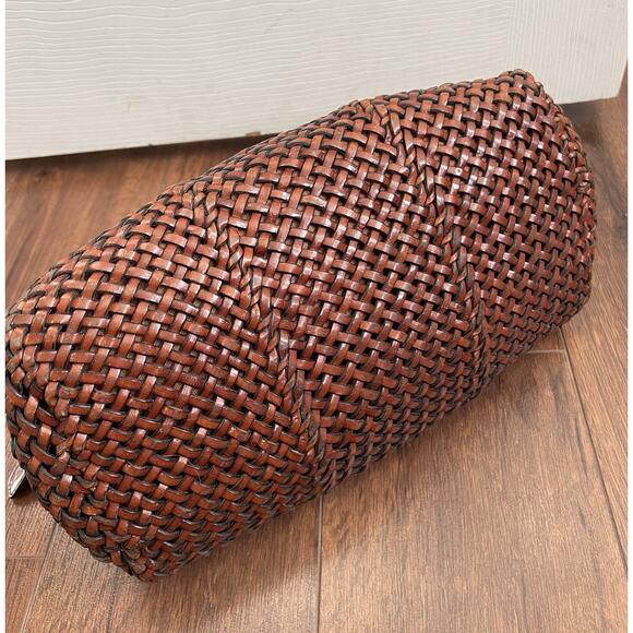 TALBOTS Vintage Brown Leather Woven Zip Top Handle Doctor's Bag Purse Satchel - Picture 10 of 15